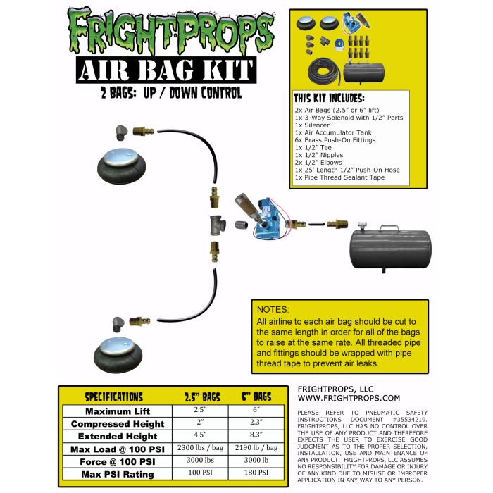 Air Bag Kit:  2.5" Lift -  2 Bags  - UP:DOWN Motion