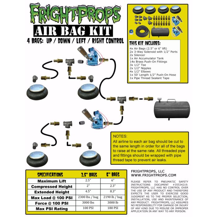 Air Bag Kit:  2.5" Lift -  4 Bags  - UP:DOWN:LEFT:RIGHT Motion