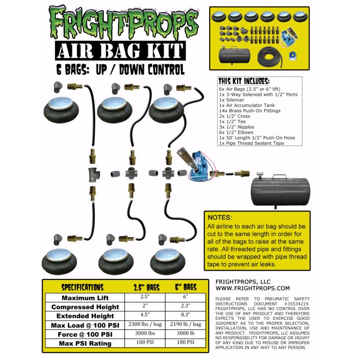 Air Bag Kit:  2.5" Lift -  6 Bags  - UP:DOWN Motion