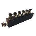 Aluminum Block Manifold with Fittings for 1/4" Airline - 7 Ports