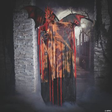 6 Ft. Standing Animated Black & Red Dragon Man Halloween Decoration