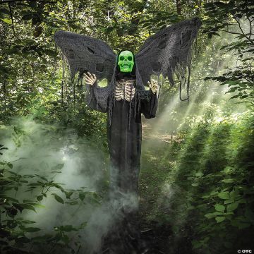 5 Ft. 6" Standing Skeleton Reaper With Animated Wings Halloween Decoration