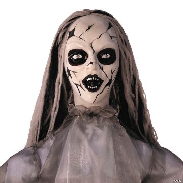 5 Ft. 6" Animated Standing Cracked Face Woman Halloween Decoration