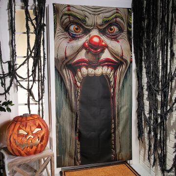 6 Ft. 8 3/4" Carnival Clown Face Entryway Door Curtain Halloween Decoration