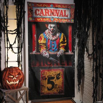 6 Ft. 6 3/4" Carnival Booth With Bloody Clown Door Curtain Halloween Decoration