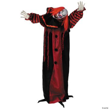 5 Ft. Animated Standing Black & Red Clown Halloween Decoration