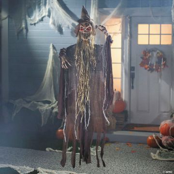 5 Ft. Light-up Hanging Brown Reaper With Hat Halloween Decoration