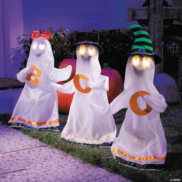 27 1/2" Light-up Ghosts Halloween Decoration - Set Of 3