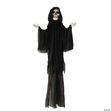8 Ft. 2" Hanging Skeleton Reaper With Black Cloak Halloween Decoration