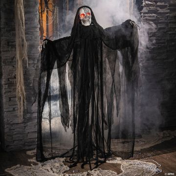 5 Ft. 4 3/4" Animated Standing Light-up Skeleton Man With Bling Halloween Decoration