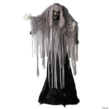 5 Ft. 5" Animated Standing Wrinkled Reaper With Hair Halloween Decoration