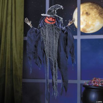2 Ft. Hanging Pumpkinhead Man With Hat Halloween Decoration