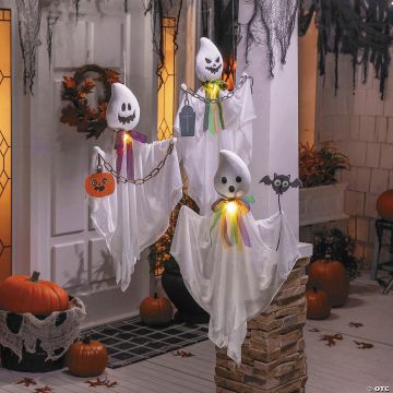 27 1/2" Hanging White Ghosts Halloween Decoration - Set Of 3