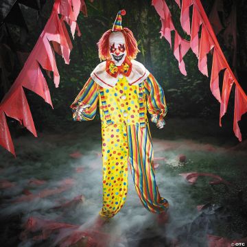 6 Ft. 2 3/4" Animated Standing Light-up Multicolor Clown Halloween Decoration