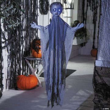 39 1/4" Animated Light-up Hanging Gray Angel Halloween Decoration