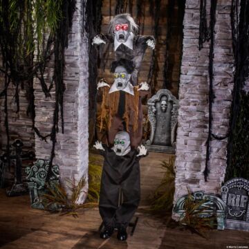 5 Ft. 8" Animated Light-up Three Stacked Zombies With Sound