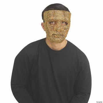Adults Gold Rhinestone Bling Plastic Full Mask - One Size