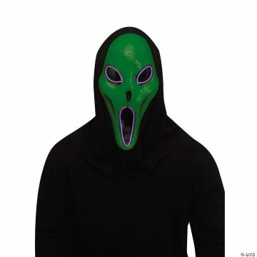 Adults Alien Spawn™ Light-up Gray Full Mask With Black Hood - One Size