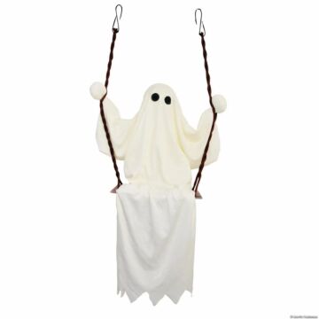 Hanging White Ghost Figure On A Swing