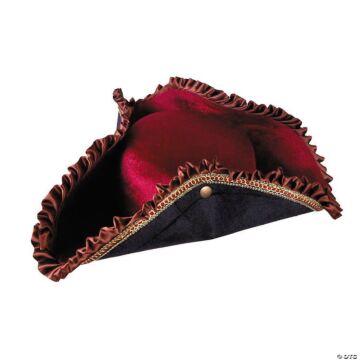 Adults Burgundy Pirate Hat With Gold Trim