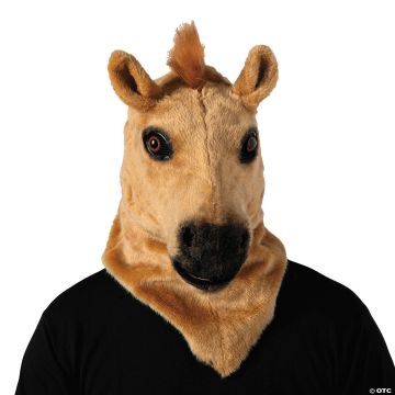 Adults Brown Horse Moving Mouth Overhead Mask - One Size