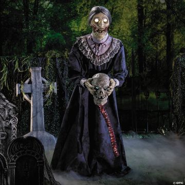 5 Ft. 6" Animated Light-up Skeleton Zombie Couple Halloween Decoration