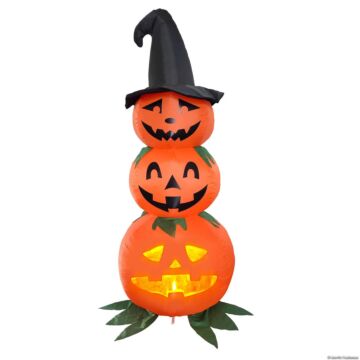 Animat3d Inflatable Stacked Jabberin' Jack Animated Light-up Jack-o'-lanterns Outdoor