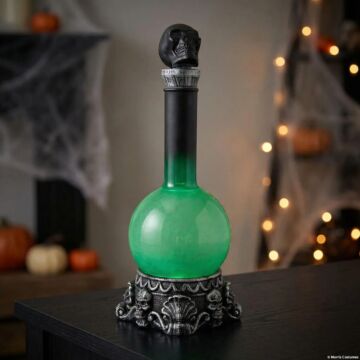 11" Light-up Led Green Potion Bottle With Skulls