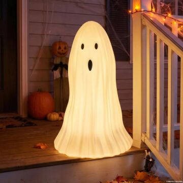 31" Light-up Surprised Ghost Blow Mold Figure Tabletop