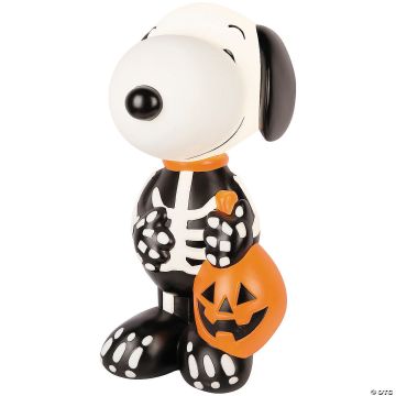 24" Light-up Peanuts® Halloween Skeleton Snoopy With Jack-o'-lantern Blow Mold Plastic Outdoor Decoration