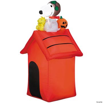 42" Airblown® Inflatable Peanuts® Halloween Snoopy Flying Ace Doghouse Outdoor Yard Decoration