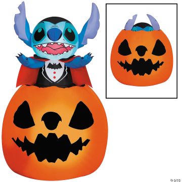 5 Ft. Airblown® Inflatable Animated Lilo & Stitch™ Vampire Stitch With Jack-o'-lantern Halloween Outdoor Yard Decoration