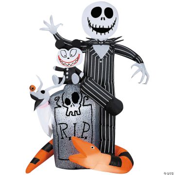 5 Ft. 6" Airblown® Inflatable Light-up The Nightmare Before Christmas™ Jack With Scary Teddy & Snake Outdoor Decoration