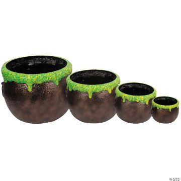8" - 20" Nesting Bubbled Over Cauldrons Halloween Tabletop Decorations - 4 Pc.