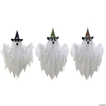 28" Hanging Ghosts With Witch Hat Decoration Set - 3 Pc.