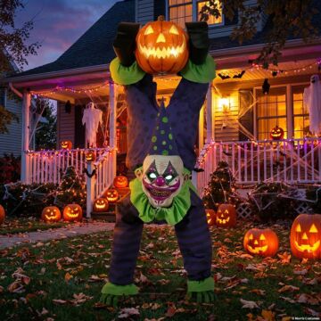 5 Ft. Animated Light-up Upside-down Clown With Jack-o'-lantern