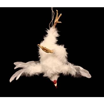 ANIMAL PROP CHICKEN HANGING WHITE DELUXE