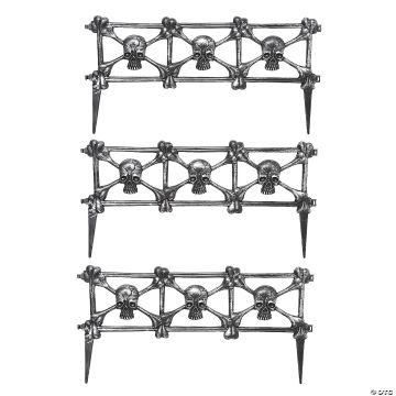 Black Skull Plastic Graveyard Fence Halloween Decoration