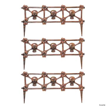 Rust Skull Plastic Graveyard Fence Halloween Decoration
