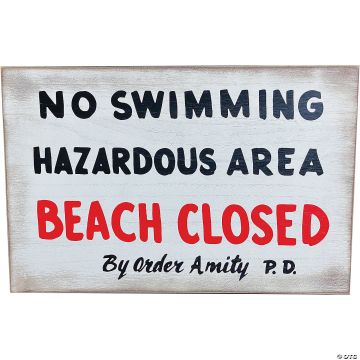 Jaws™ No Swimming Wooden Sign Halloween Decoration