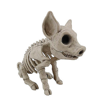 9 3/4" Sitting Pig Plastic Skeleton Halloween Tabletop Decoration
