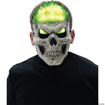 Light-up Green Inferno Skull Plastic Mask