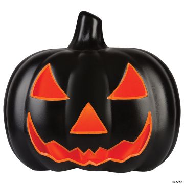 17" Scary Black Jack O Lantern With Orange Light
