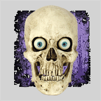 Talking skulls with mouth and eye movement for Halloween, haunted houses, parties, and movie sets Talking skulls with mouth and eye movement for Halloween, haunted houses, parties, and movie sets