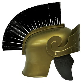 Gold Roman Helmet With Brush - Black