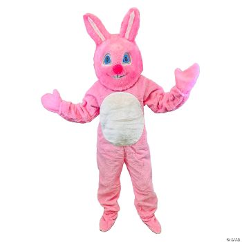 Adult Bunny Suit With Mascot Head - Medium - Pink