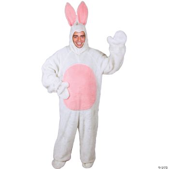 Adult Bunny Suit With Hood - Large - White