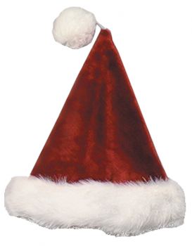 Burgundy Velvet Plush Santa Hat