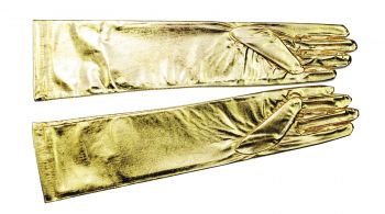 Metallic Elbow-Length Gloves - Gold