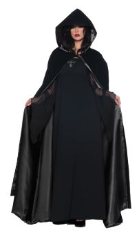 63” Deluxe Velvet & Satin Cape - Black